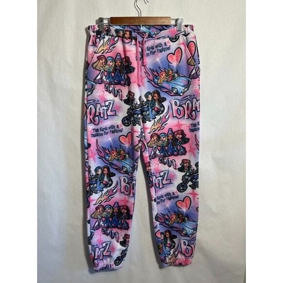 Dolls Kill X Bratz Airbrush Print Jogger Sweatpants M Purple Pink Drawstring - Picture 2 of 9